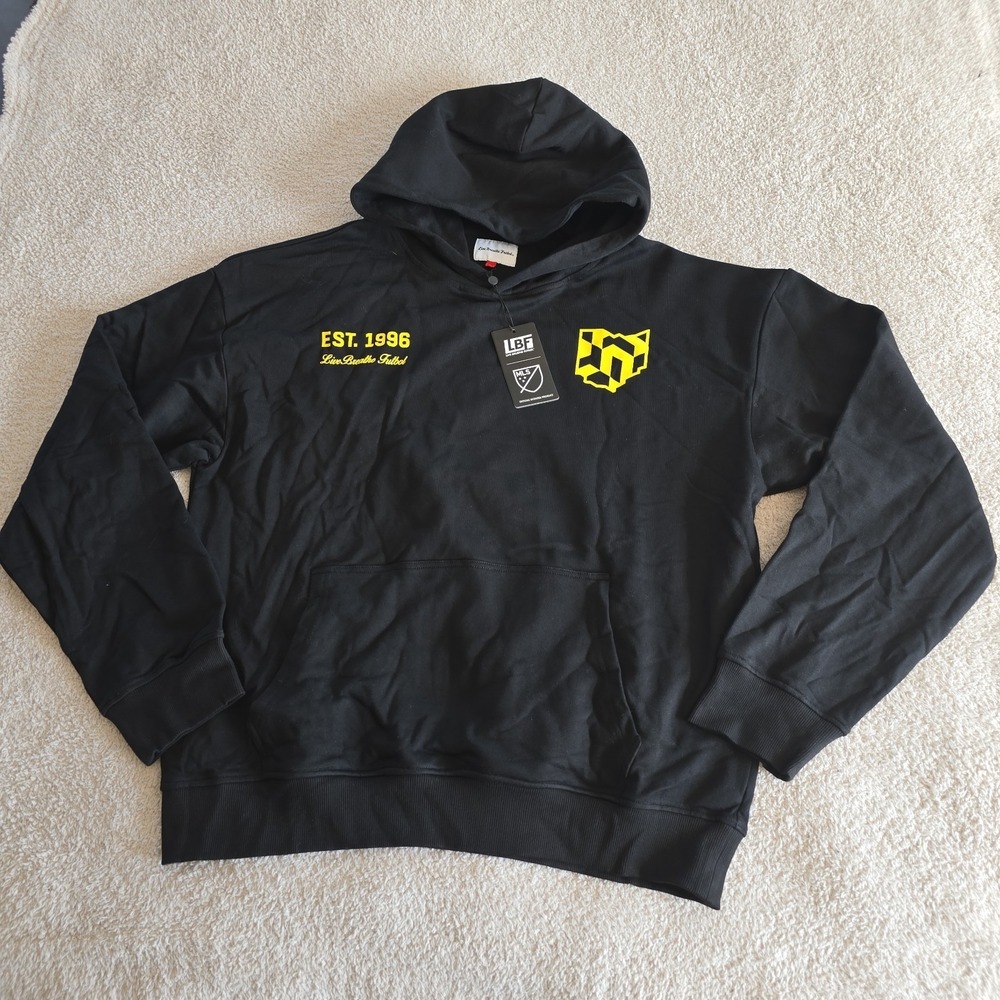Live Breathe Futbol Columbus Crew Tilted Graphic Hoodie Black Men's Size XL NWT